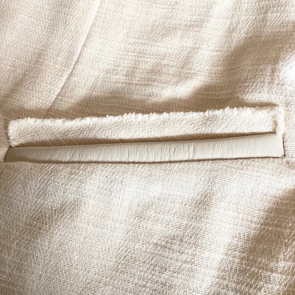 Maje Cotton Linen Frayed Edge Woven Linen Shoulder Moto Jacket 38 M - Picture 9 of 11